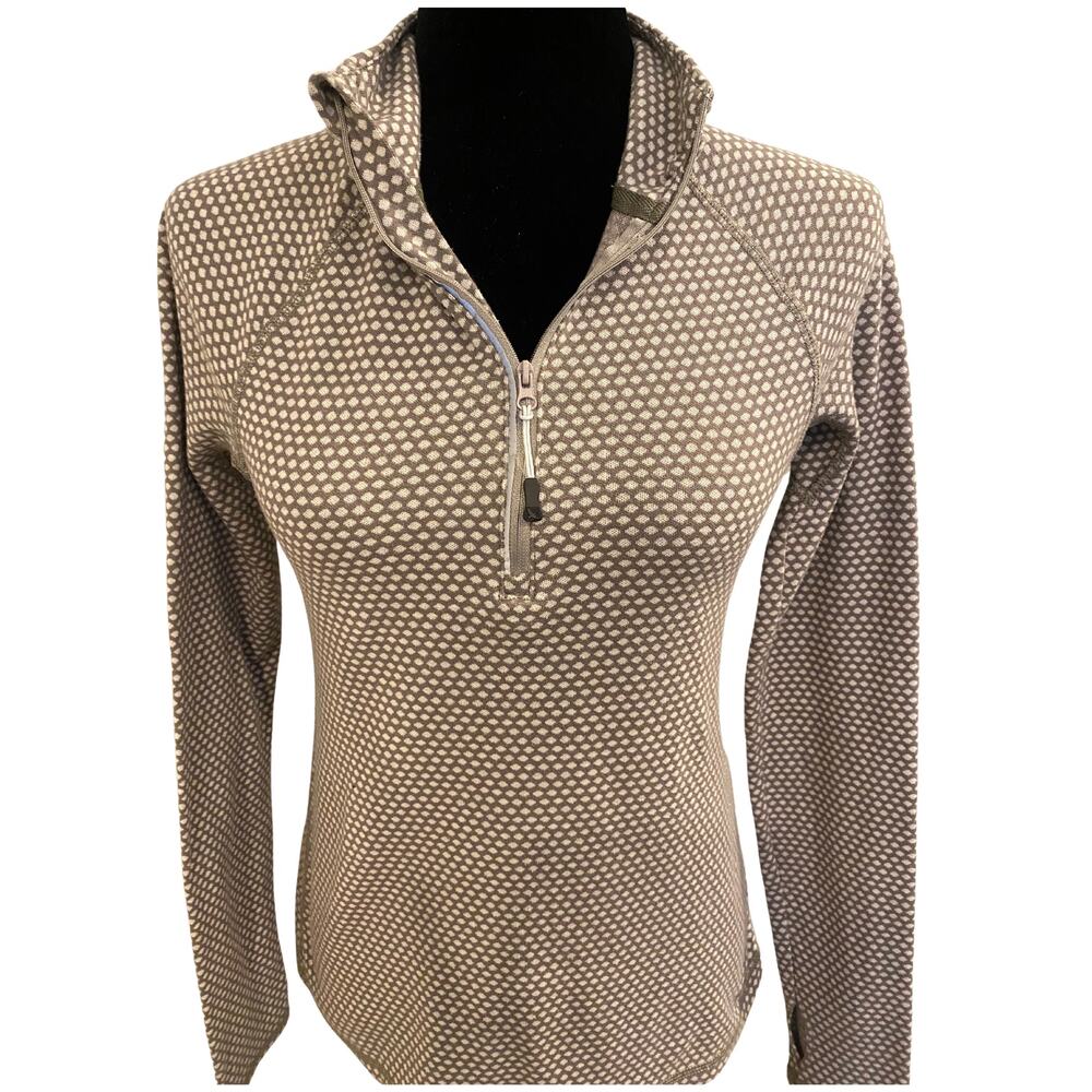 Eddie Bauer Women's Half-Zip Pullover Brown Dot Jersey Size M